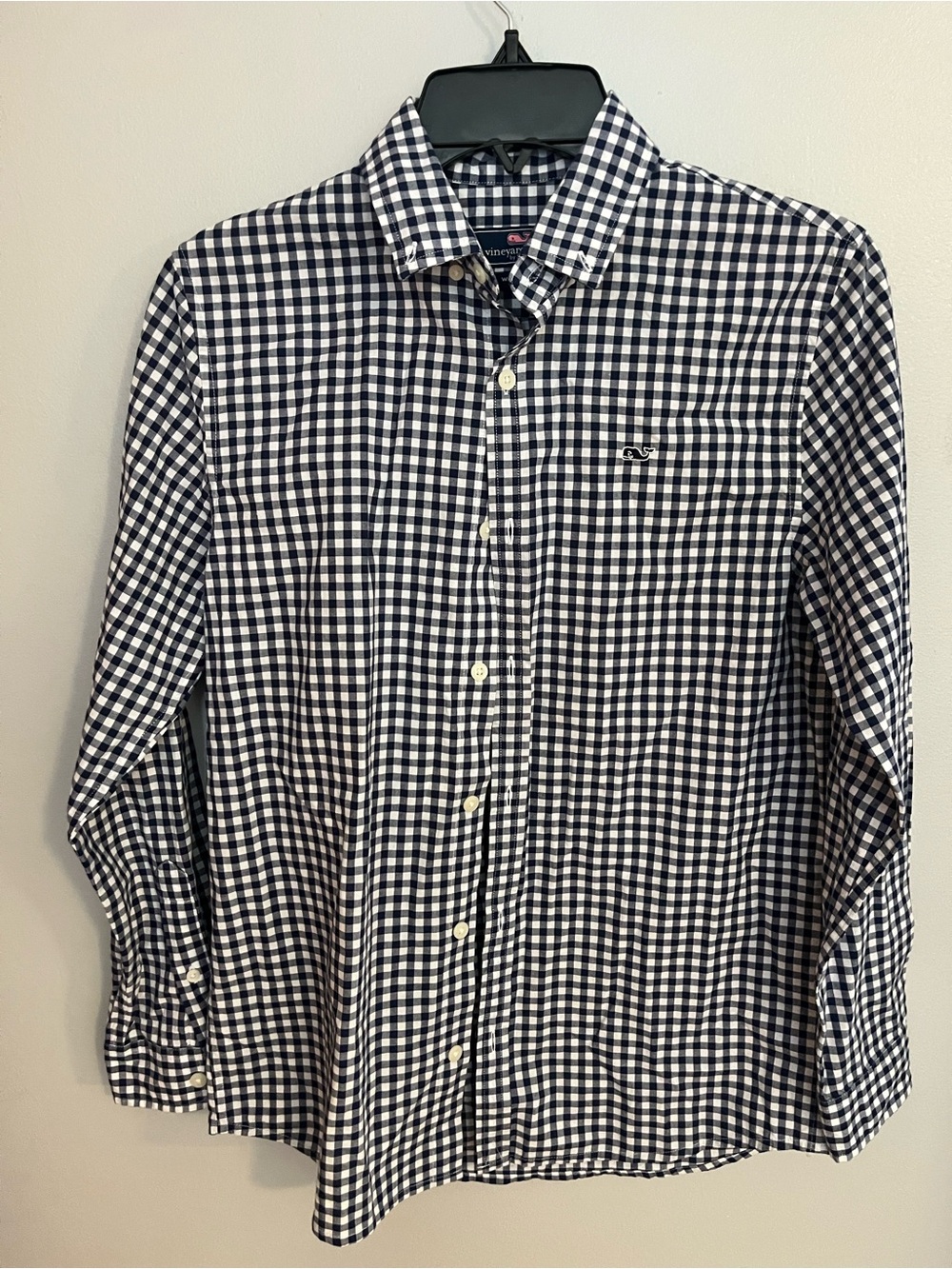 Vineyard Vines Navy and White Gingham Button-Down Shirt‎